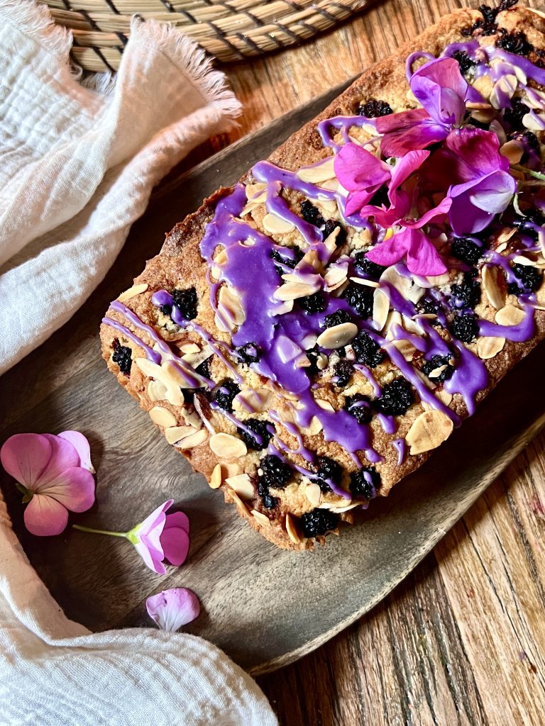 Blackberry and white chocolate loaf